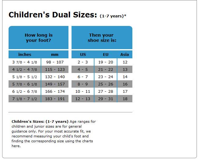 Junior Size Chart Walmart